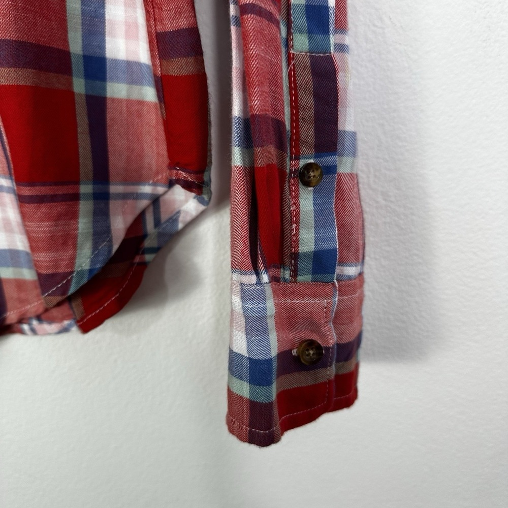 Abercrombie & Fitch Button Up Shirt Womens Large Plaid Long Sleeve Lightweight - Picture 6 of 8